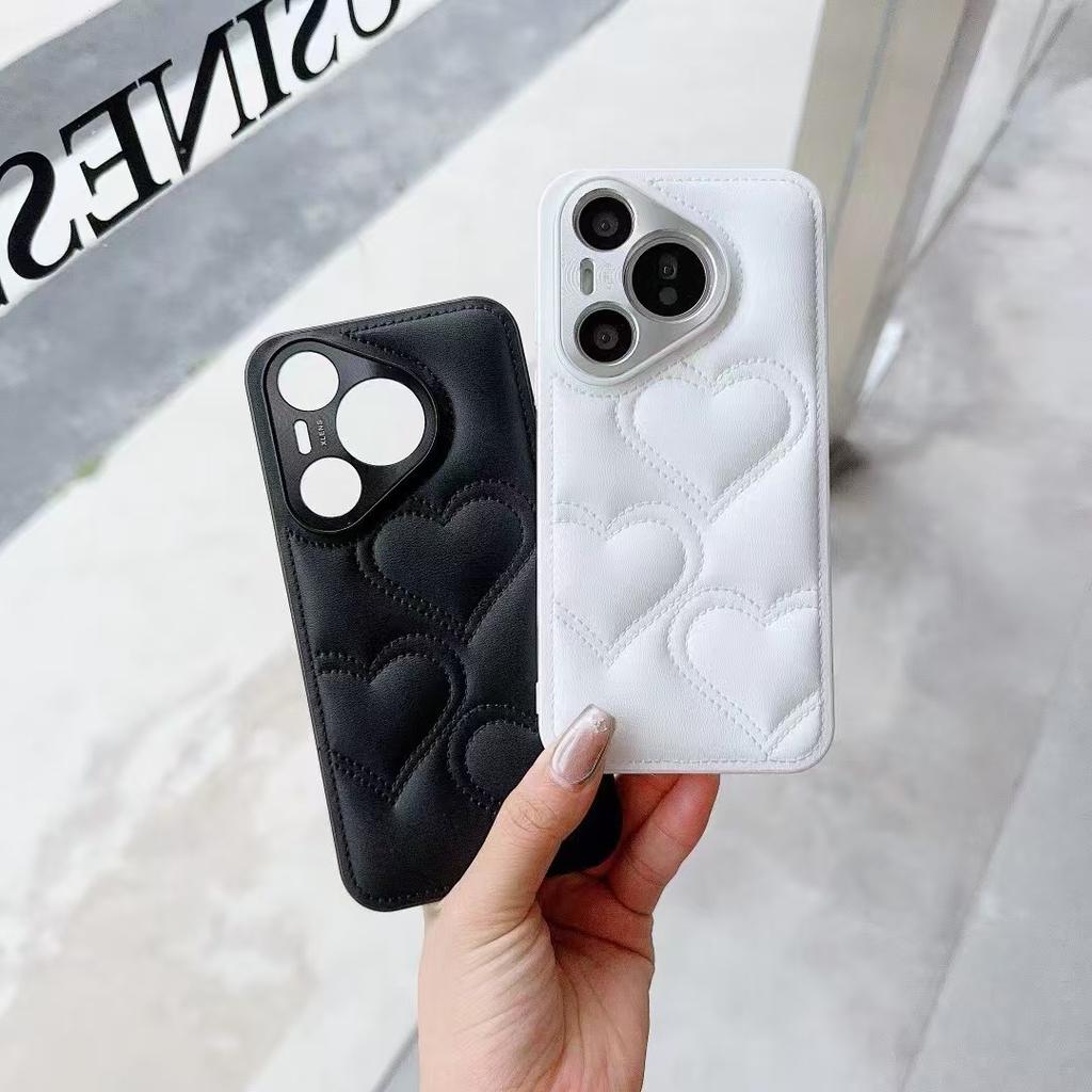 Applicable to Huawei Pura70pro love leather mobile phone case Xiaoxiangfeng mate80P metal lens advanced anti-drop