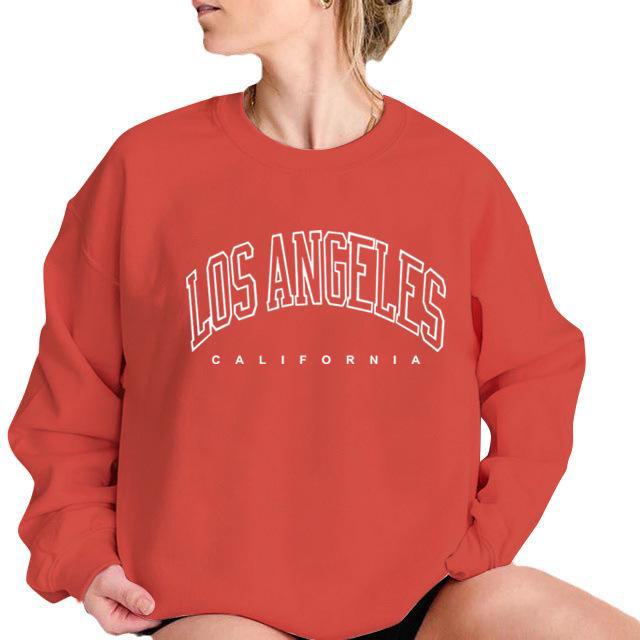Женский бархатный свитер с принтом Los Angeles - круглый вырез коллекция ОсеньЗима M 1654₽