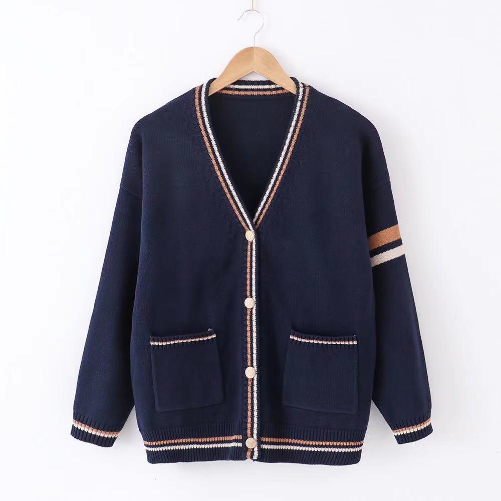 JK Sweater Spot Japanese College Embroidery V-neck Long Sleeve For Men And Women Students School Uniform Sweater Knitting Jacket