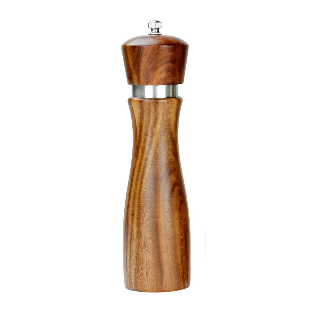 Acacia Wood Pepper and Sea Salt Grinder Set with Ceramic Core and Steel Ring