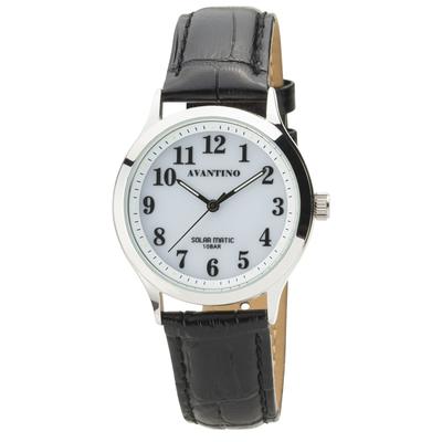 Analog Watch Solar Rechargeable Leather Strap Black [Clefer] Men's AV-AM171-WTS