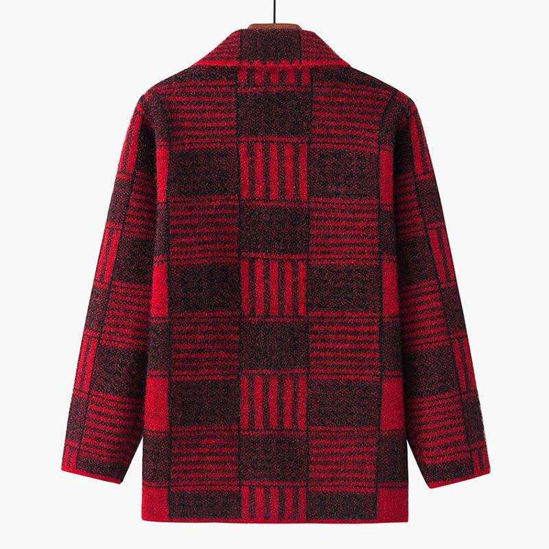 Sweater Jacket Women's Fall and Winter Warm and Comfortable Elastic Knit Sweater Casual Thickened Soft Plaid Sweater