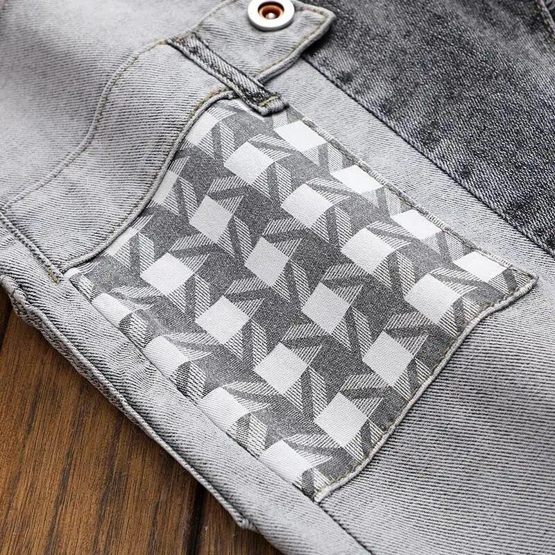 Spring Autumn Cargos Men's Clothing Straight Cargo Slim Casual Original Designer Cowboy Work Splice Jeans Pants Trousers