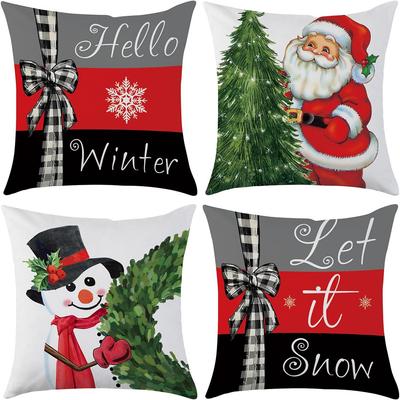 Christmas Themed Pillow Covers: Hello Winter, Santa, Snowman & Let It Snow Designs Sofas, Bedroom Pillow Covers, Holiday Gifts