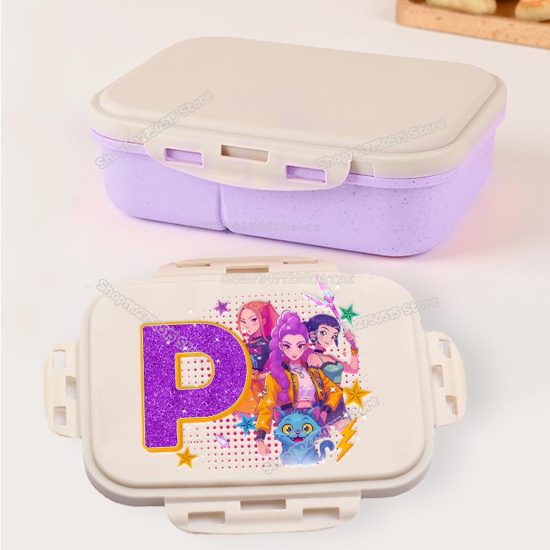 Kpop Demon Hunters Letter A-Z Bento Boxes Rumi Mira Zoey Student Lunch Box School Office Microwave Portable Fruit Food Container
