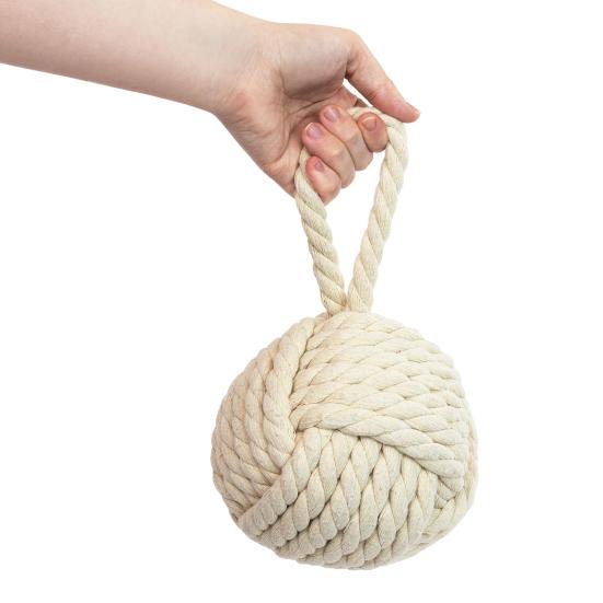 Weighted Door Stopper Heavy Sand Filled Door Stop with Handle Home Office Indoor Decorative Handmade Cotton Rope Ball Floor Doorstop