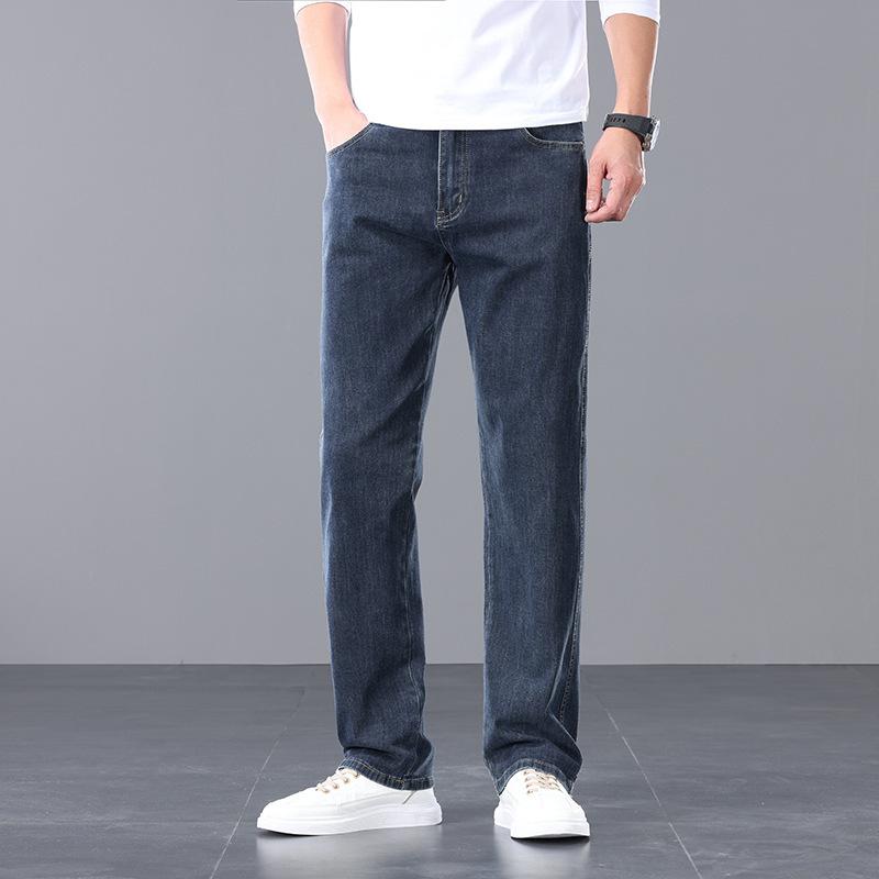 Stretch loose men's jeans summer fashion denim trousers trendy light business thin style