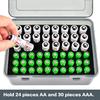 Battery Organizer Box Holds 54 AA & AAA Batteries, Transparent Design with Foam Groove for Easy Storage(Batteries Not Included)