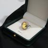 925 Sterling Silver Vintage Yellow Round Zircon Adjustable Ring Wedding Anniversary Party Gift