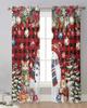 Christmas Tree Snowman Cat Squirrel Snowflake Ball Plaid Sheer Curtains Room Decor Window Curtain Kitchen Tulle Voile Curtains