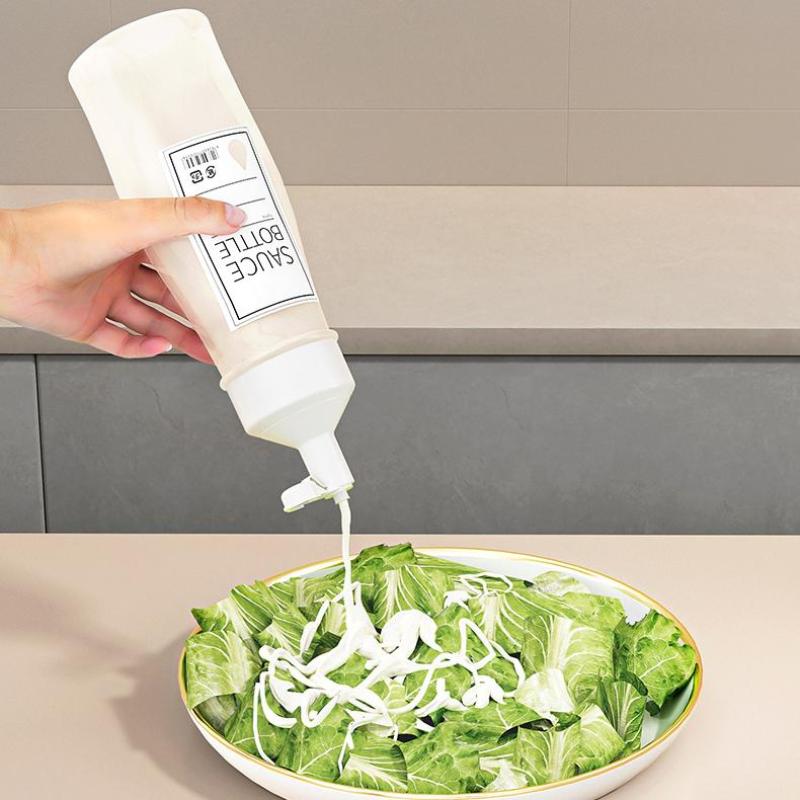 Condiment Squeeze Bottles 250/350/450ml Ketchup Mustard Salad Sauce Dispenser With On Cap Lids Olive Oil Bottle Kitchen Gadget