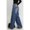 Jeans, Women's Pants, Metal Eyelets Design, Casual Pants, Loose Fit, High Waisted Wide Leg Jeans