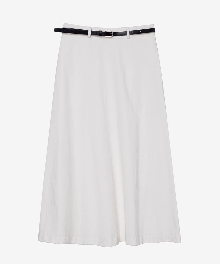 Mind Bridge Woman [W][Belt Included] A-Line Belted White Skirt