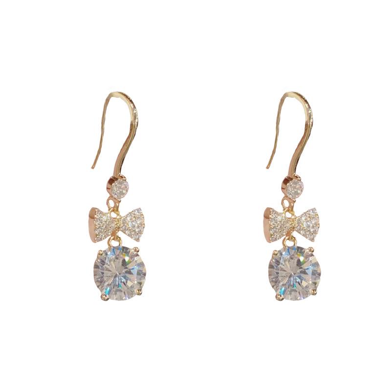Exquisite Versatile Zircon Bow Ball Tassel Earrings - Luxurious, Shiny, and Sweet Ear Hooks