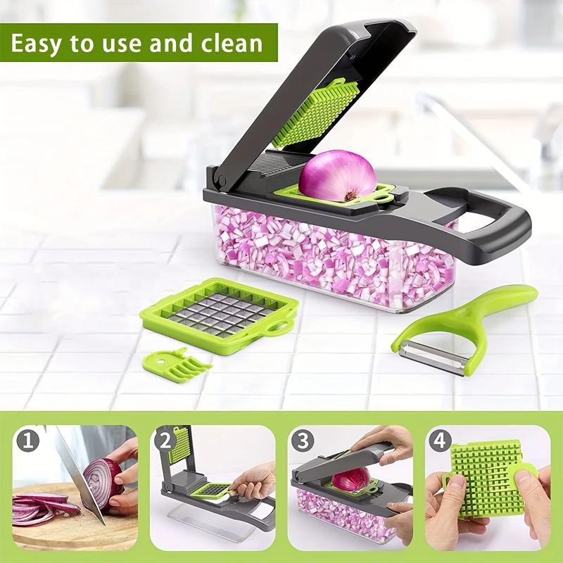 Hot 16Pcs Set Vegetable Chopper Onion Chopper Handle Food Grate Food Chopper Kitchen Vegetable Slicer Dicer Cut Potato Shredder