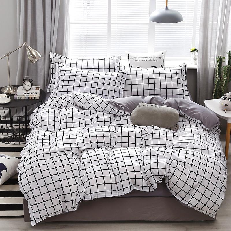 Solstice Bedding Set Duvet Cover Pillowcase Bed Linens Set Triangular Rhombus Printing Quilt Cover Bed Flat Sheet Queen Size