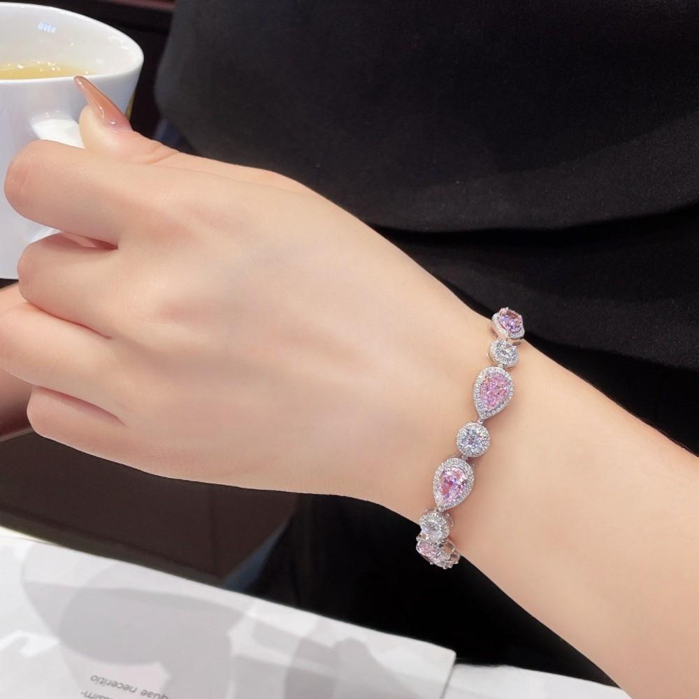 Classic pear shaped pink stone bracelet, simple and fashionable, exquisite bracelet