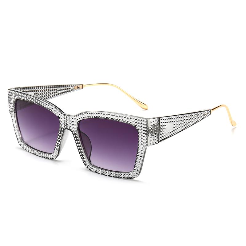 

New Trendy Square Full-Diamond Sunglasses For Women High-End And Cool UV-Protective Sunglasses 5126 сірий