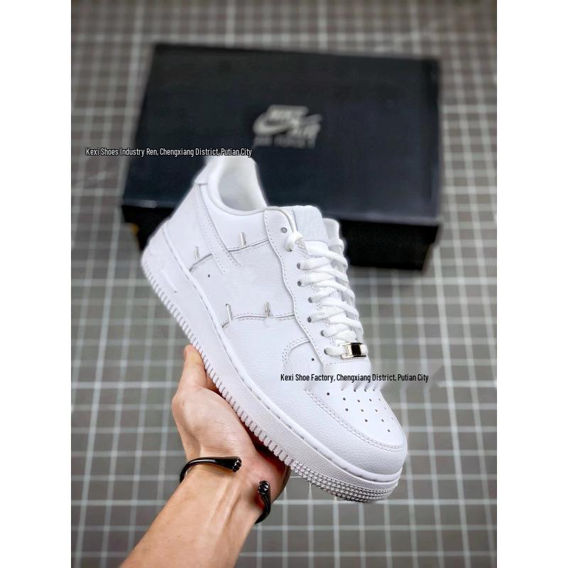 AF1 Air Force 1: Pure White Women's & Men's Low-Top Shoes in Wheat Color - Casual Couple Style.