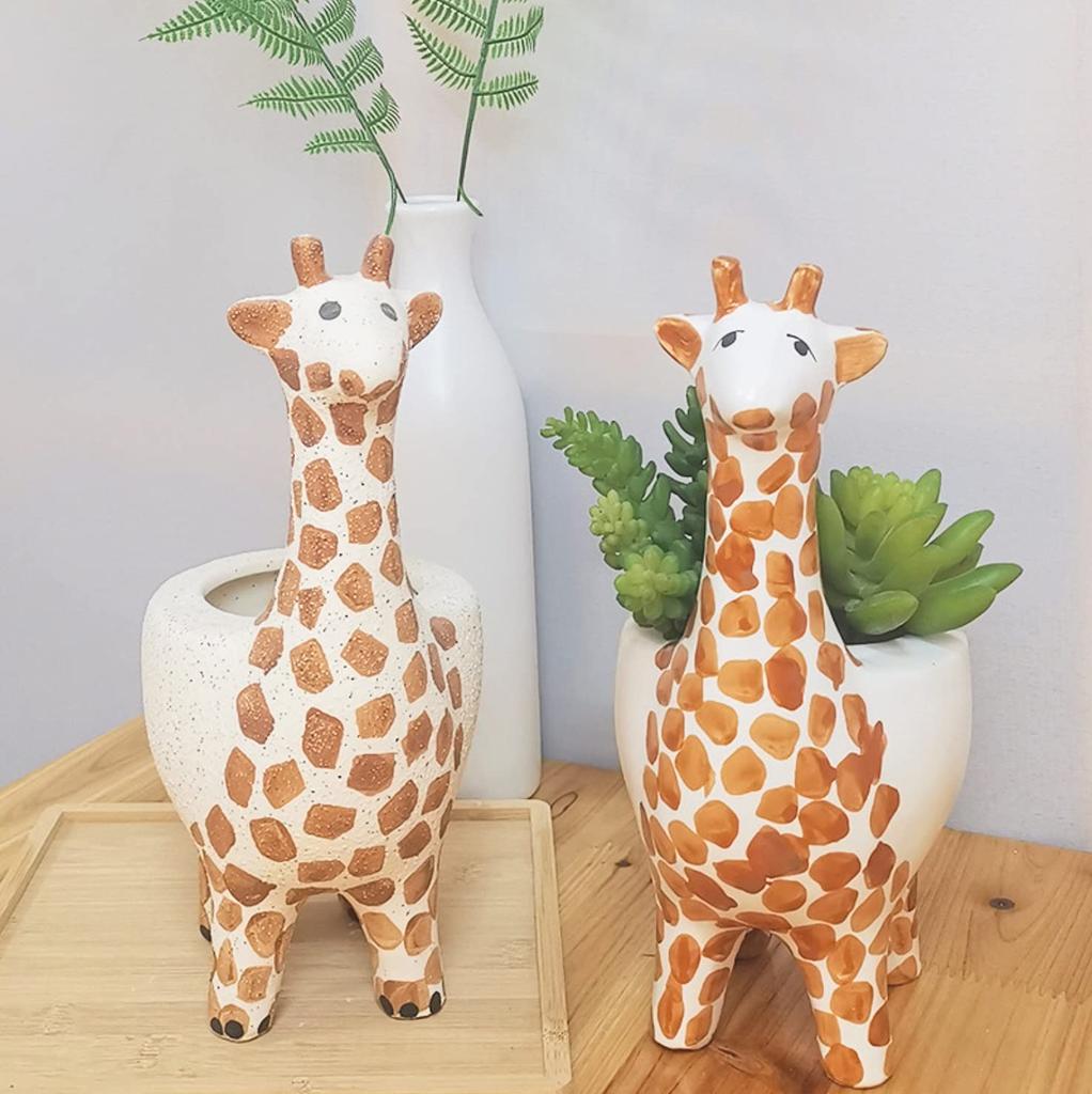 Giraffe Flower Succulent Flower Interior [Queen-b] Planter, Pot, Pot, Cute, Houseplant, Ceramic, Pot, Plant, Herb, Flower, Cactus, Garden, Balcony,