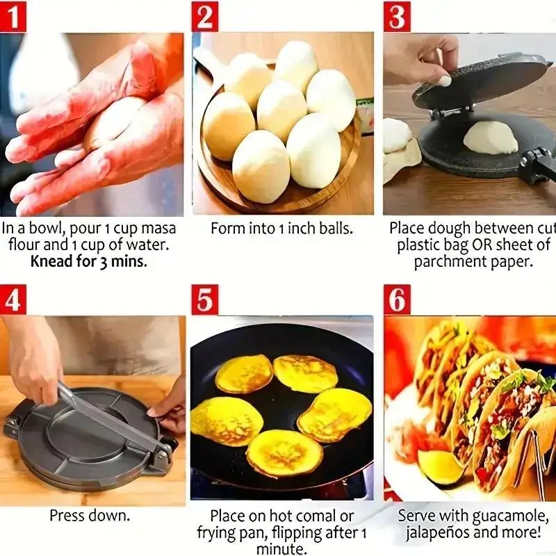 Aluminum Alloy Cake Press DIY Tortilla Press Manual Tortilla Dough Pressing Tool Pancake Dumpling Wrapper Press Mold 16/20cm