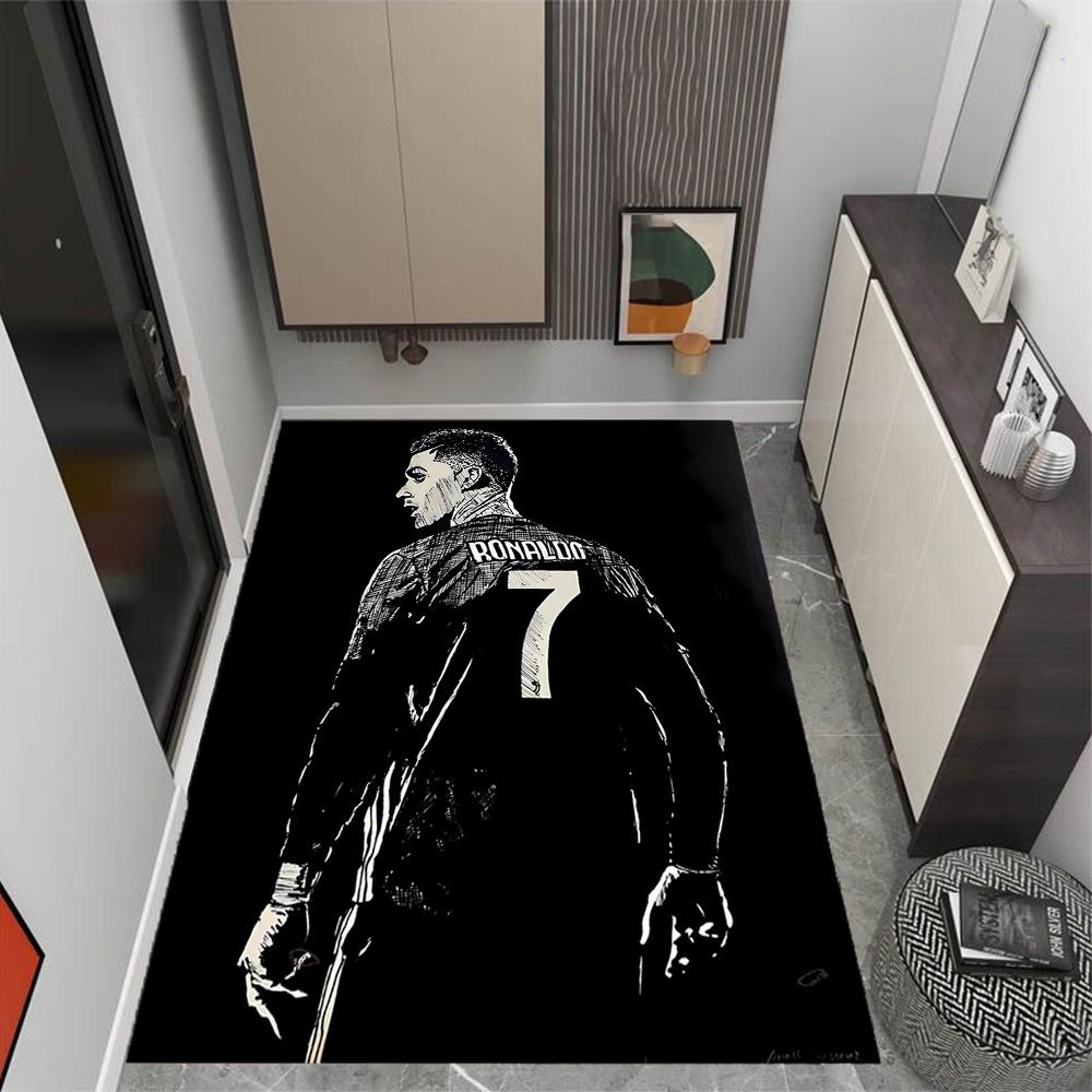 Ronaldo's Legendarische Nummer 7 Thema Anti-Slip Vloerkleden - Polyester Woondecoratie, Geschikt voor Slaapkamers, Woonkamers, Entrees, Studio's en Decoraties