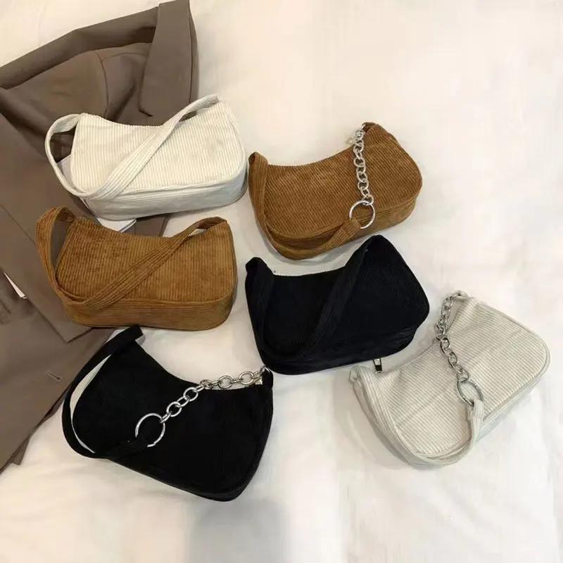 2026 Girls Women Crossbody Bags Shoulder Bags Purse Solid Color Top-Handle Bags Fashi Retro Corduroy Designer Handbags