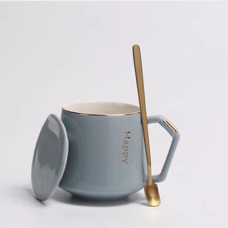 

Gold-painted ceramic mug water cup opening event festival coffee simple white porcelain 301-400ml