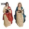 Christian Home Decor Jesus and Virgin Mary Reading Bookshelf Figurines, Religious Sitter Statues, Bible Room Accents Resin Shelf Decor, Catholic