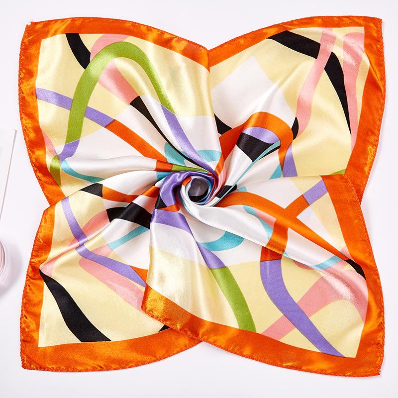 Light Luxury 50Cm Small Square Scarf Chain Printed Silk Scarf Women'S Thin Neck Protection Scarf Cheap Silk Scarf Gift