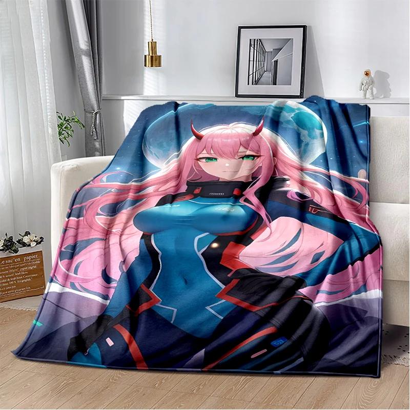 29 Style Cartoon Zero Two 002 Hiro Sexy Girl DARLING in The FRANXX Flannel Blanket,Soft Throw Blanket for Home Bedroom Bed Sofa