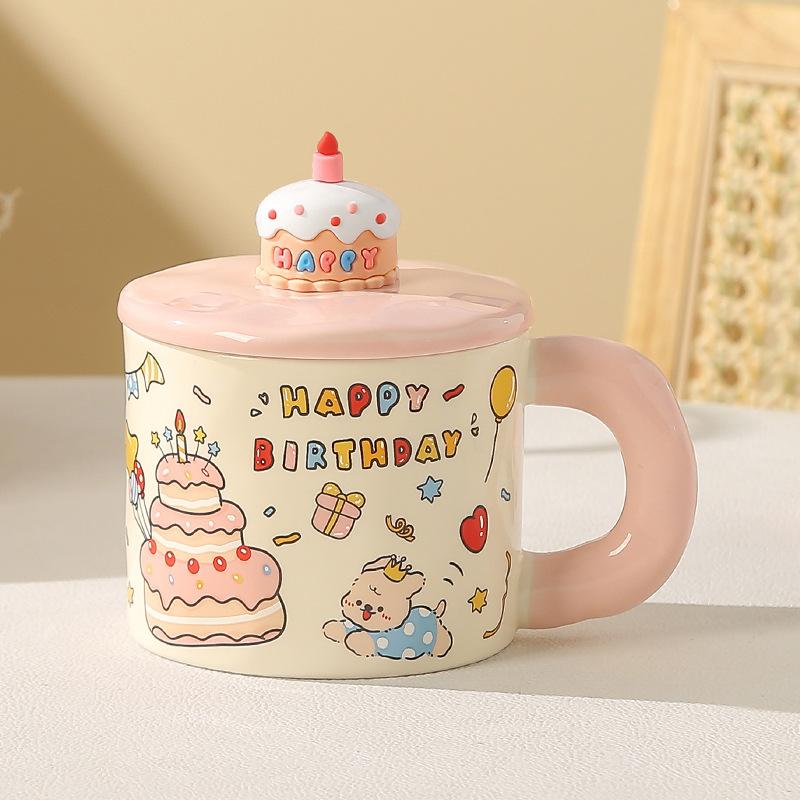 Birthday gift for girls mug high value souvenir water cup cartoon cake ceramic cup office cup