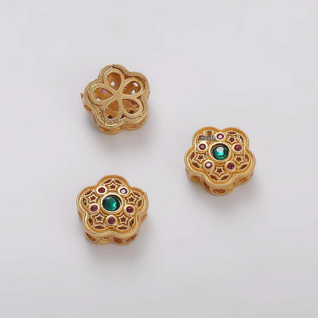 Handmade Copper Gold Spacer Beads: Zircon Jade Loose Gemstones for DIY Necklaces, Bracelets, Jewelry, and Pendant Accessories
