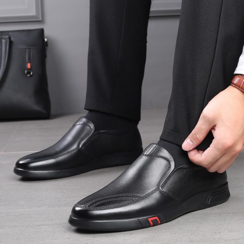 Spring first-layer cowhide men's business casual shoes nesting dad shoes soft leather shoes men's breathable men's single shoes