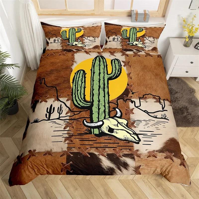 Funda nórdica tamaño king con estampado de animales de granja, de microfibra y piel de vaca. Juego de ropa de cama estilo western con estampado de piel de vaca para niños y niñas.