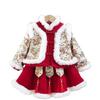 Girls' Winter Fleece-Lined Hanfu Skirt Set - Children's Chinese Tang Style New Year Costume
