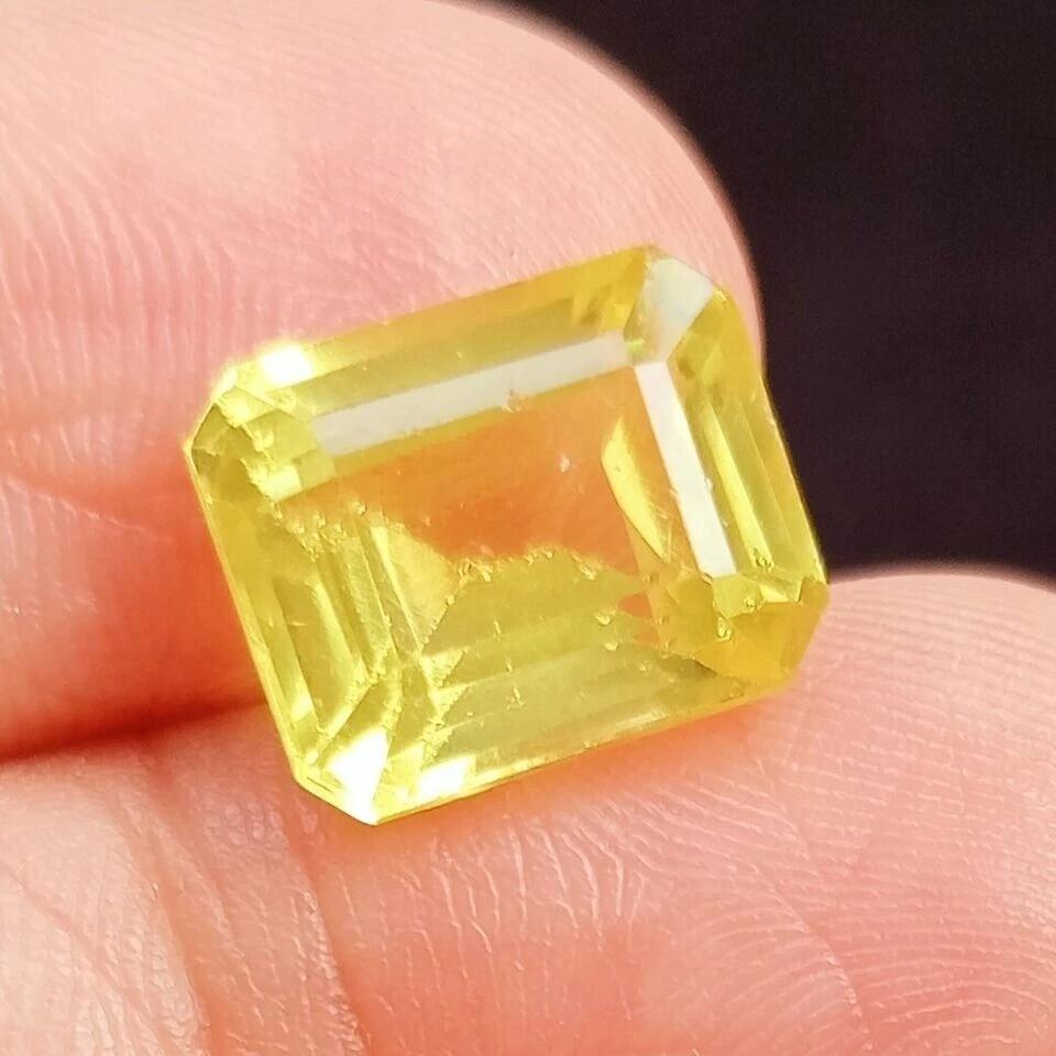 Fabulous Yellow Sapphire Natural Emerald Cut 10+ Ct Certified Loose Gemstone