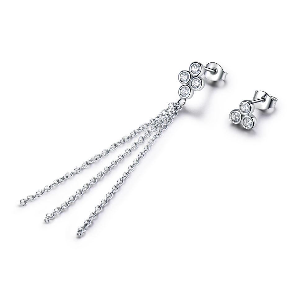 Umcho Echter 925 Sterling Silber Schmuck Asymmetrie Quaste Silber Tropfen Ohrringe für Frauen Besondere Party Geschenke Edlen Schmuck