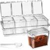 Clear Kitchen Spice Jar Set with Lids - 4-in-1 Multi-Piece Storage for Salt, Sugar, and MSG.
