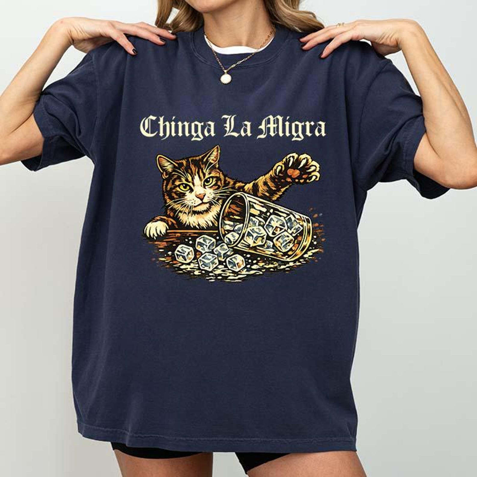 Смешная футболка с кошкой Chinga La Migra S