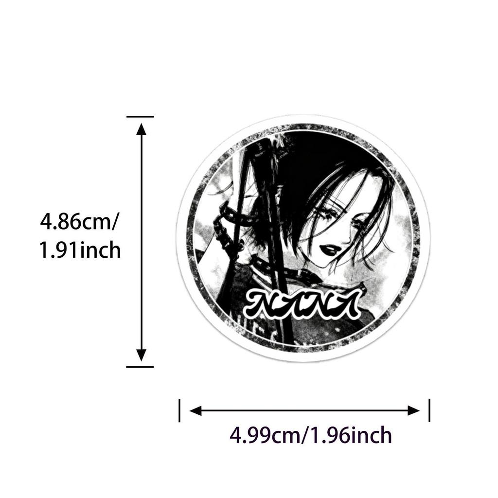 NANA Osaki Black and White Cartoon Sticker Set (52 pcs) - Waterproof DIY for Phone Cases and Suitcases