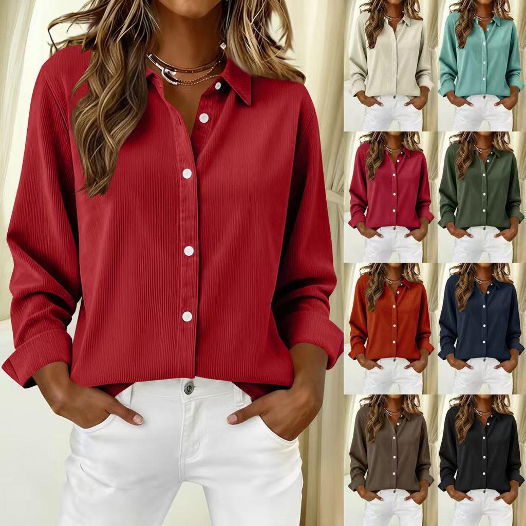 Giacca Camicia da Donna in Velluto a Coste Stile Europeo/Americano Autunno/Inverno Larga 2025