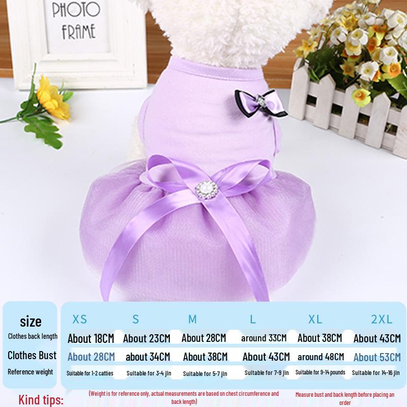 Vestido de malla de verano para perro estilo coreano con lazo