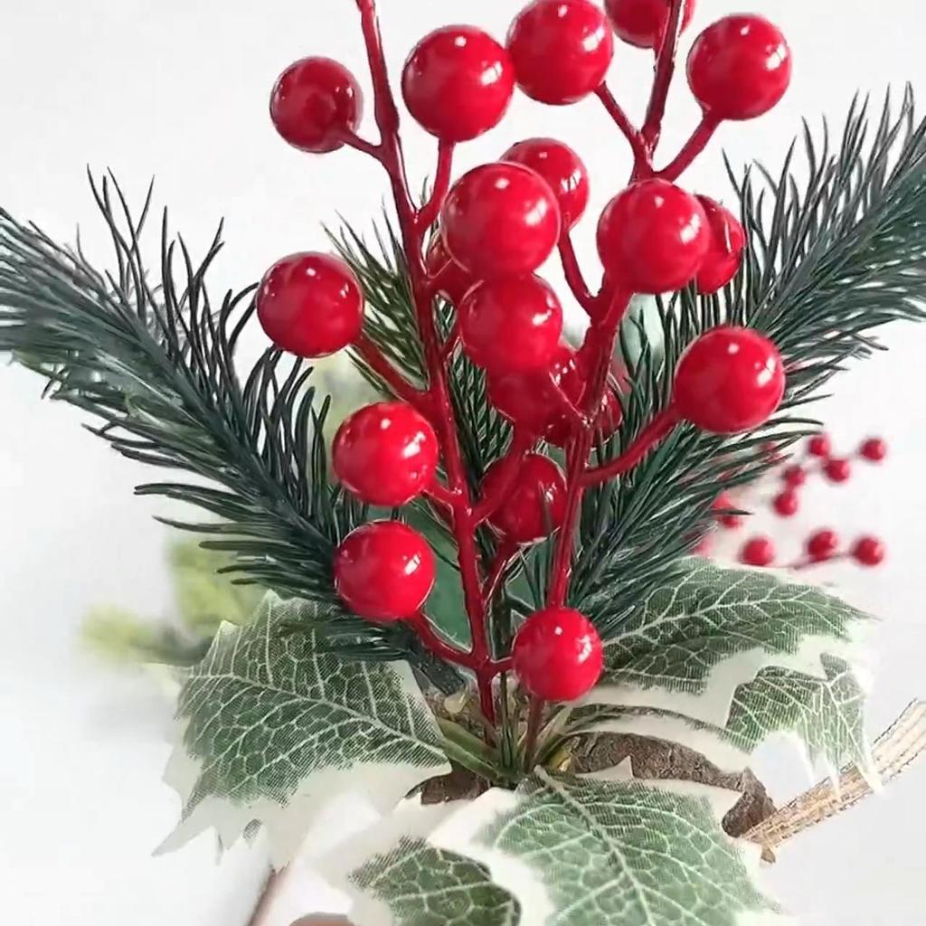 Artificial Simulation Red Berry Christmas Eve Decoration DIY Family Christmas Party Decoration Living Room Coffee Table Tabletop Small Ornaments ARI