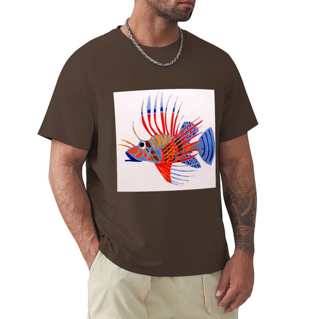 Lion Fish T-Shirt Heavyweights Plain Short Sleeve Tee Vintage T Shirts Men T Shirt
