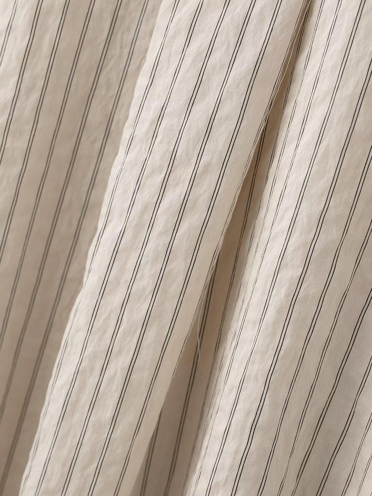 Spring 2025 Women's European & American Style Striped Short Sleeve Shirt with Casual Long Pants