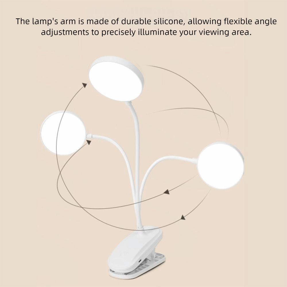 360° Rotation Flexible Study Table Lamp Touch 3 Modes USB Rechargeable USB Dimmable Night Lamp Folding Clamp Dimmable Design