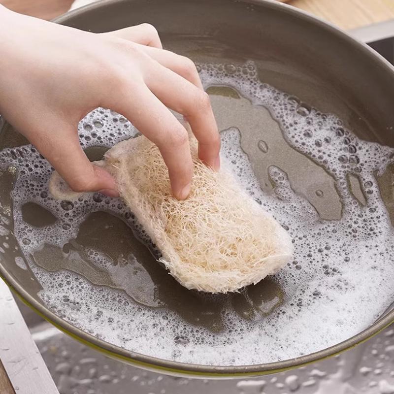 6Pcs Natural Luffa Dish Towel Washing Cloth Sponge Loofah Scrub Pad Dish Pot Oil Stain Removing Scrubber Kitchen Clean Brushes P