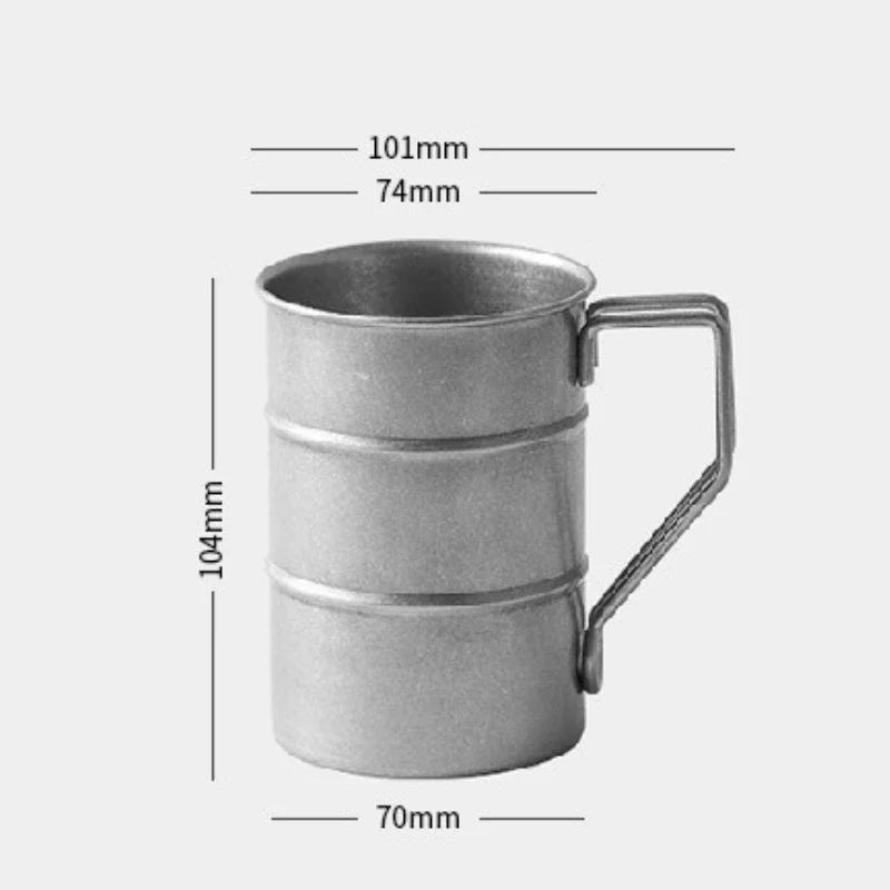 370ML Retro Coffee Cup Wine Glass Stainless Steel Outdoor Camping Mug with Handle Portable Beer Mug Picnic Travel Drinkware
