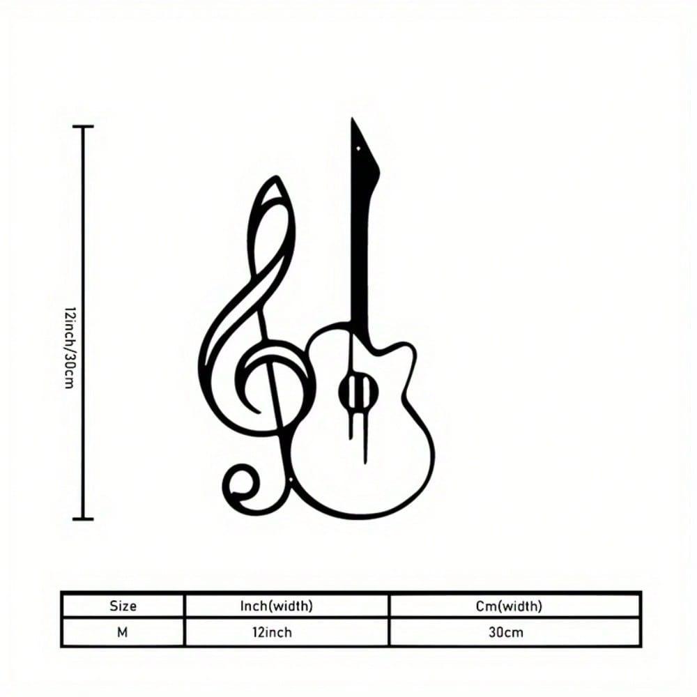 אמנות קיר מברזל בצורת תווי מוזיקה וגיטרה וינטג' קישוט שחור-זהב מתנה לסטודיו